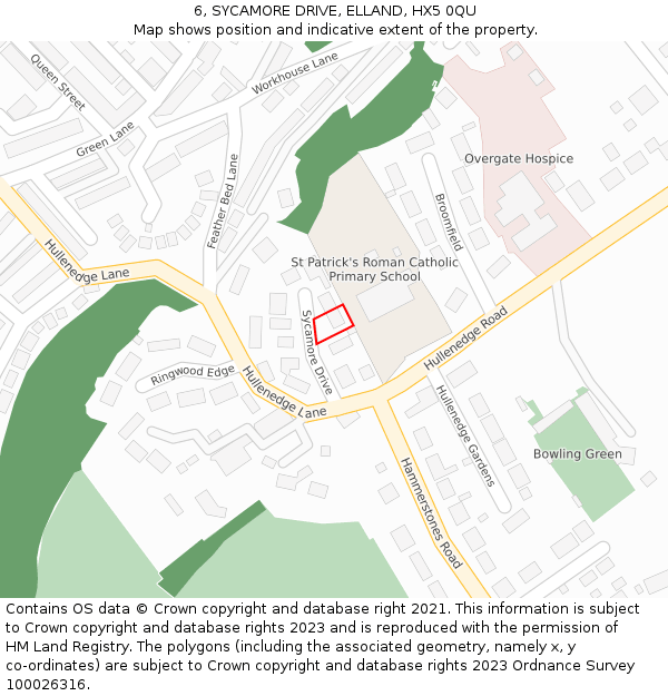 6, SYCAMORE DRIVE, ELLAND, HX5 0QU: Location map and indicative extent of plot