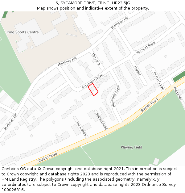 6, SYCAMORE DRIVE, TRING, HP23 5JG: Location map and indicative extent of plot