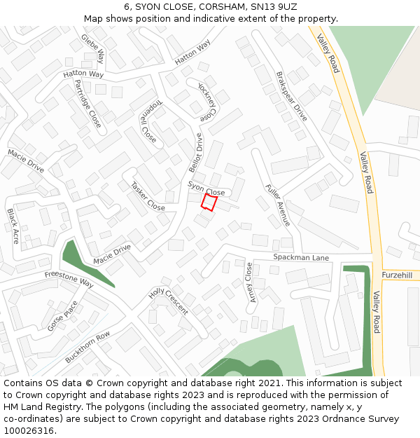6, SYON CLOSE, CORSHAM, SN13 9UZ: Location map and indicative extent of plot