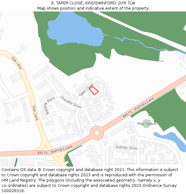6, TAPER CLOSE, KINGSWINFORD, DY6 7LW: Location map and indicative extent of plot