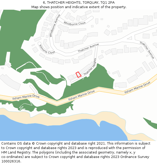 6, THATCHER HEIGHTS, TORQUAY, TQ1 2PA: Location map and indicative extent of plot