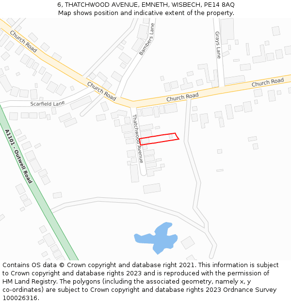6, THATCHWOOD AVENUE, EMNETH, WISBECH, PE14 8AQ: Location map and indicative extent of plot