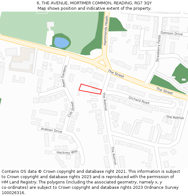 6, THE AVENUE, MORTIMER COMMON, READING, RG7 3QY: Location map and indicative extent of plot