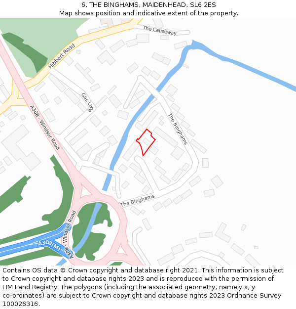 6, THE BINGHAMS, MAIDENHEAD, SL6 2ES: Location map and indicative extent of plot