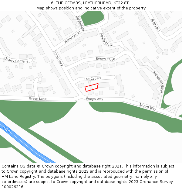 6, THE CEDARS, LEATHERHEAD, KT22 8TH: Location map and indicative extent of plot