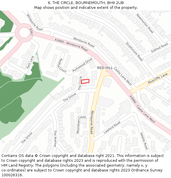 6, THE CIRCLE, BOURNEMOUTH, BH9 2UB: Location map and indicative extent of plot