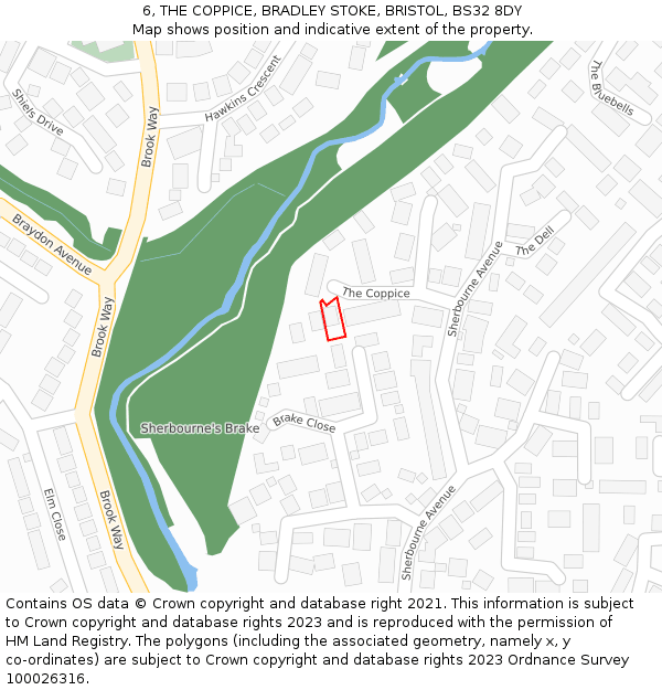 6, THE COPPICE, BRADLEY STOKE, BRISTOL, BS32 8DY: Location map and indicative extent of plot