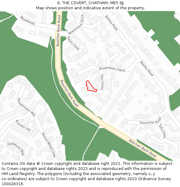 6, THE COVERT, CHATHAM, ME5 9JJ: Location map and indicative extent of plot
