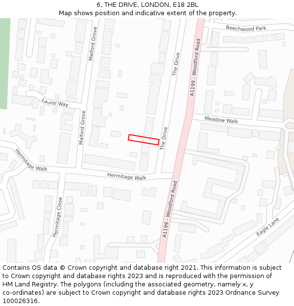6, THE DRIVE, LONDON, E18 2BL: Location map and indicative extent of plot