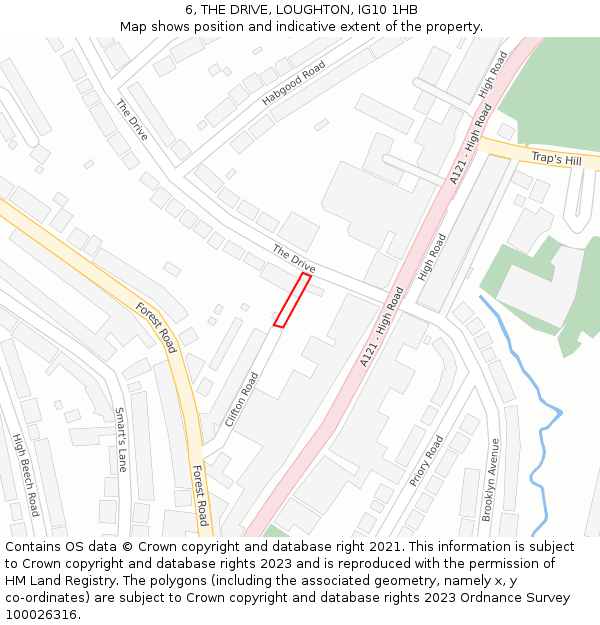 6, THE DRIVE, LOUGHTON, IG10 1HB: Location map and indicative extent of plot