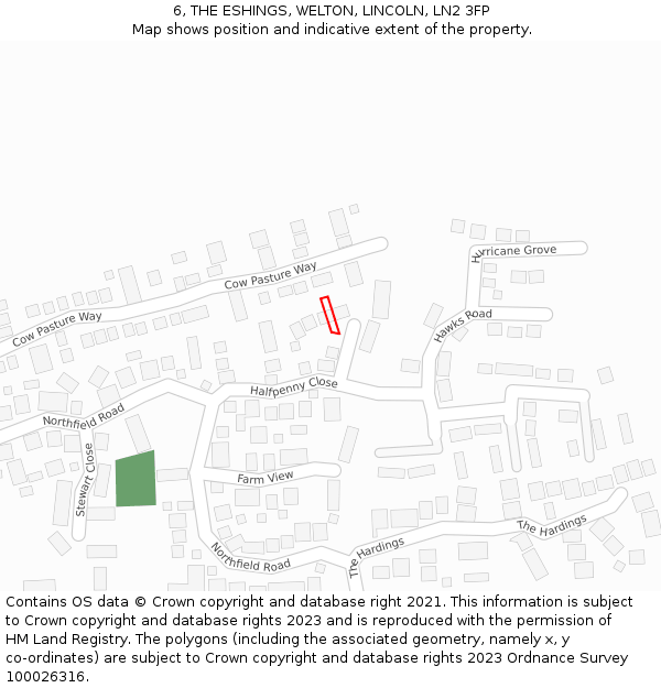 6, THE ESHINGS, WELTON, LINCOLN, LN2 3FP: Location map and indicative extent of plot
