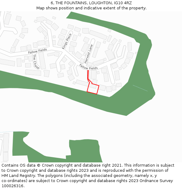6, THE FOUNTAINS, LOUGHTON, IG10 4RZ: Location map and indicative extent of plot