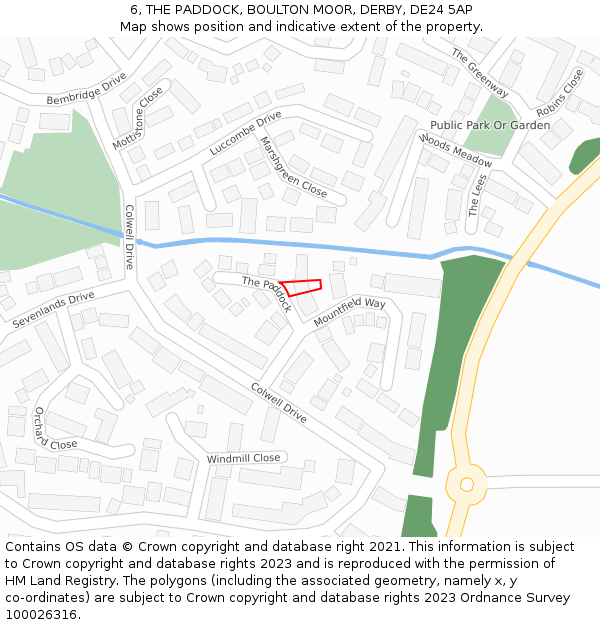 6, THE PADDOCK, BOULTON MOOR, DERBY, DE24 5AP: Location map and indicative extent of plot