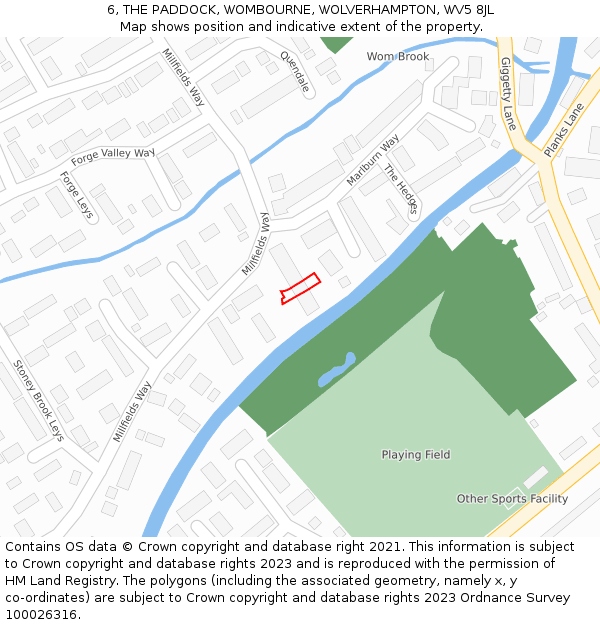 6, THE PADDOCK, WOMBOURNE, WOLVERHAMPTON, WV5 8JL: Location map and indicative extent of plot