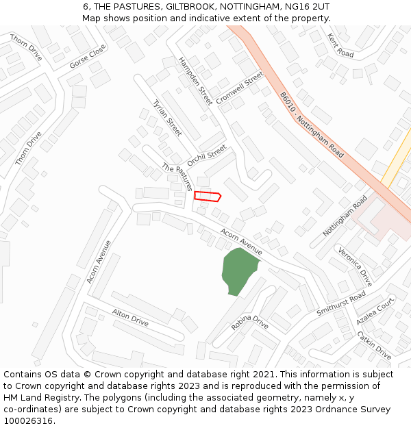 6, THE PASTURES, GILTBROOK, NOTTINGHAM, NG16 2UT: Location map and indicative extent of plot