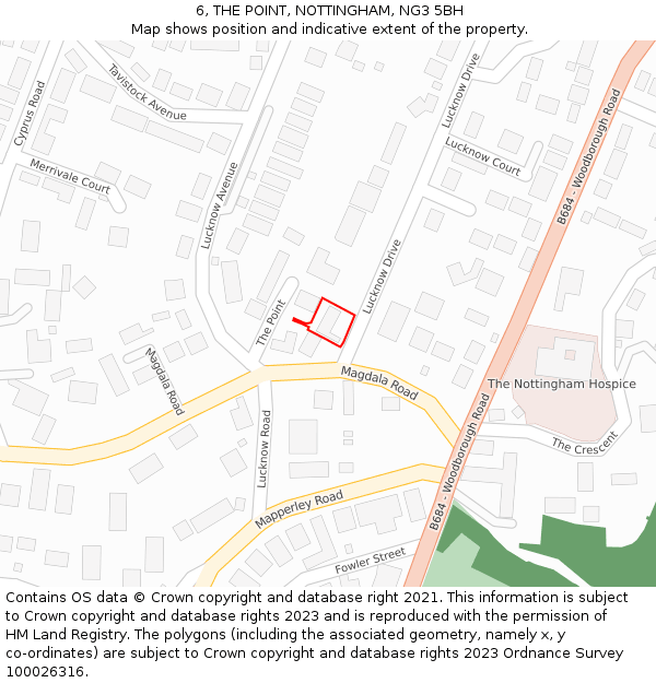 6, THE POINT, NOTTINGHAM, NG3 5BH: Location map and indicative extent of plot