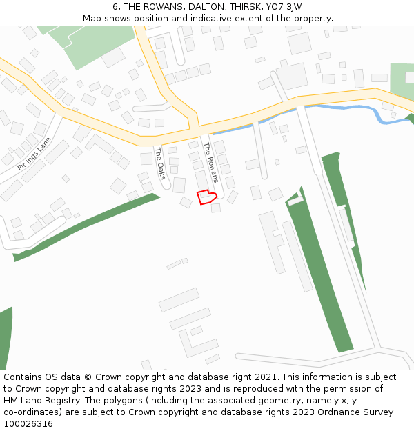 6, THE ROWANS, DALTON, THIRSK, YO7 3JW: Location map and indicative extent of plot