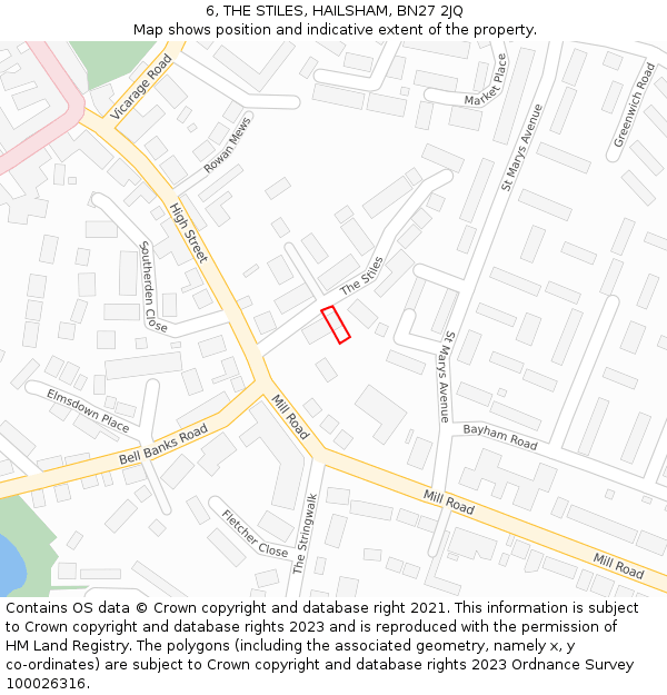 6, THE STILES, HAILSHAM, BN27 2JQ: Location map and indicative extent of plot