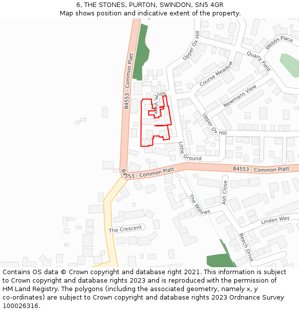 6, THE STONES, PURTON, SWINDON, SN5 4GR: Location map and indicative extent of plot