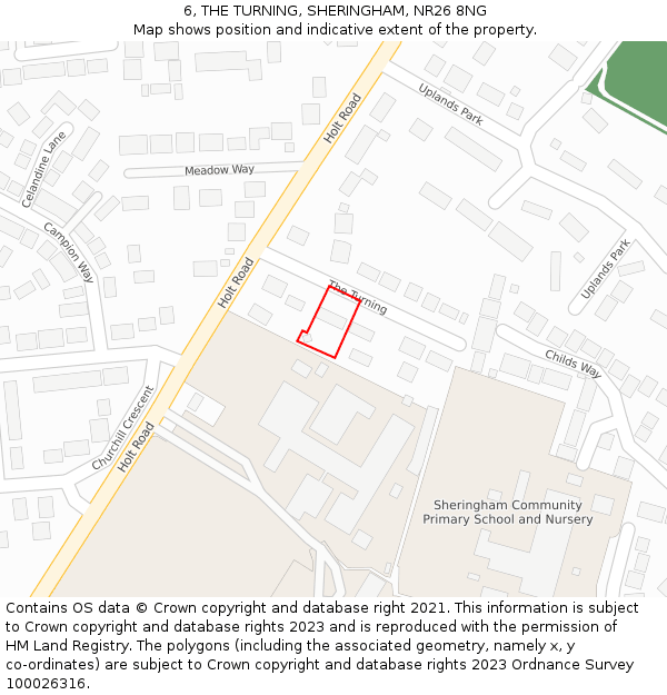 6, THE TURNING, SHERINGHAM, NR26 8NG: Location map and indicative extent of plot