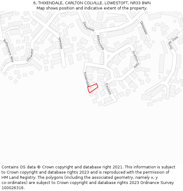 6, THIXENDALE, CARLTON COLVILLE, LOWESTOFT, NR33 8WN: Location map and indicative extent of plot
