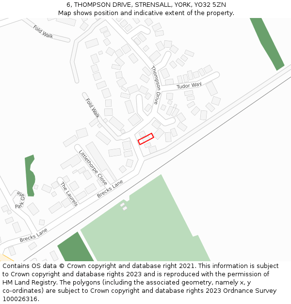 6, THOMPSON DRIVE, STRENSALL, YORK, YO32 5ZN: Location map and indicative extent of plot