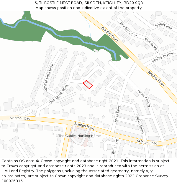 6, THROSTLE NEST ROAD, SILSDEN, KEIGHLEY, BD20 9QR: Location map and indicative extent of plot