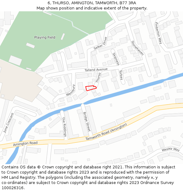 6, THURSO, AMINGTON, TAMWORTH, B77 3RA: Location map and indicative extent of plot