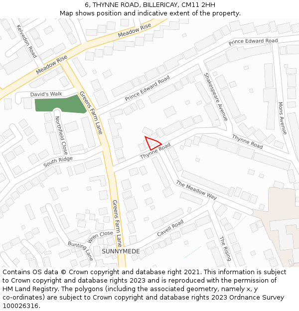6, THYNNE ROAD, BILLERICAY, CM11 2HH: Location map and indicative extent of plot