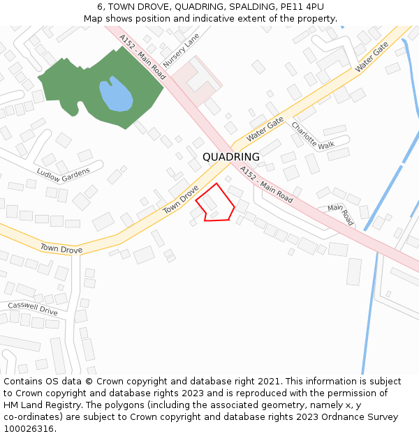 6, TOWN DROVE, QUADRING, SPALDING, PE11 4PU: Location map and indicative extent of plot