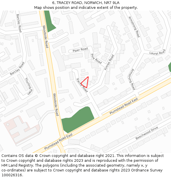 6, TRACEY ROAD, NORWICH, NR7 9LA: Location map and indicative extent of plot