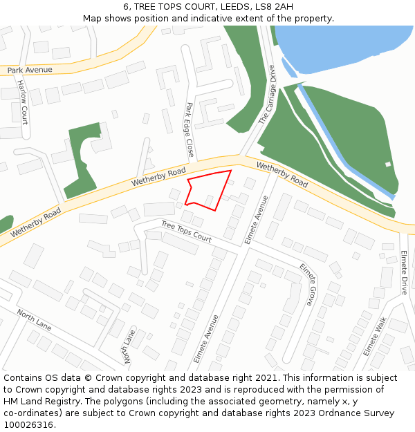6, TREE TOPS COURT, LEEDS, LS8 2AH: Location map and indicative extent of plot