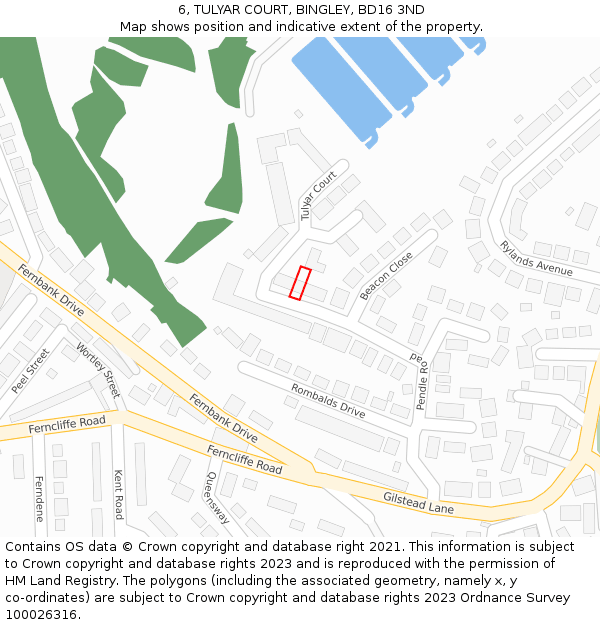 6, TULYAR COURT, BINGLEY, BD16 3ND: Location map and indicative extent of plot