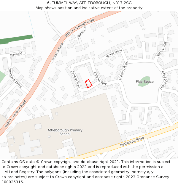 6, TUMMEL WAY, ATTLEBOROUGH, NR17 2SG: Location map and indicative extent of plot