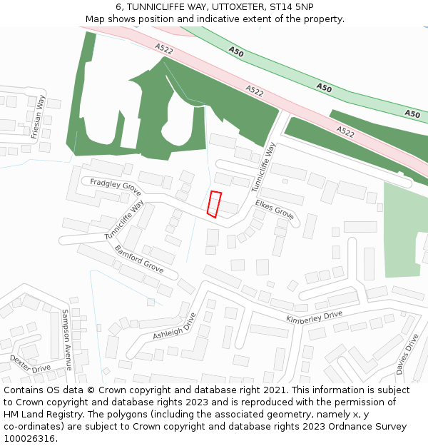 6, TUNNICLIFFE WAY, UTTOXETER, ST14 5NP: Location map and indicative extent of plot