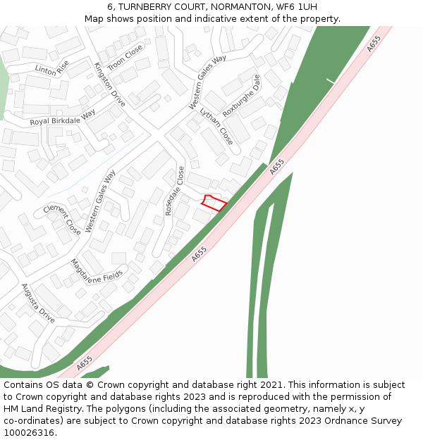6, TURNBERRY COURT, NORMANTON, WF6 1UH: Location map and indicative extent of plot