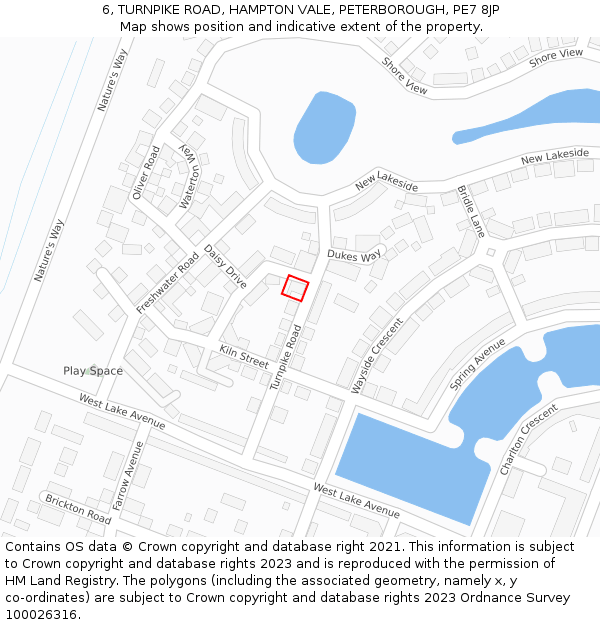 6, TURNPIKE ROAD, HAMPTON VALE, PETERBOROUGH, PE7 8JP: Location map and indicative extent of plot