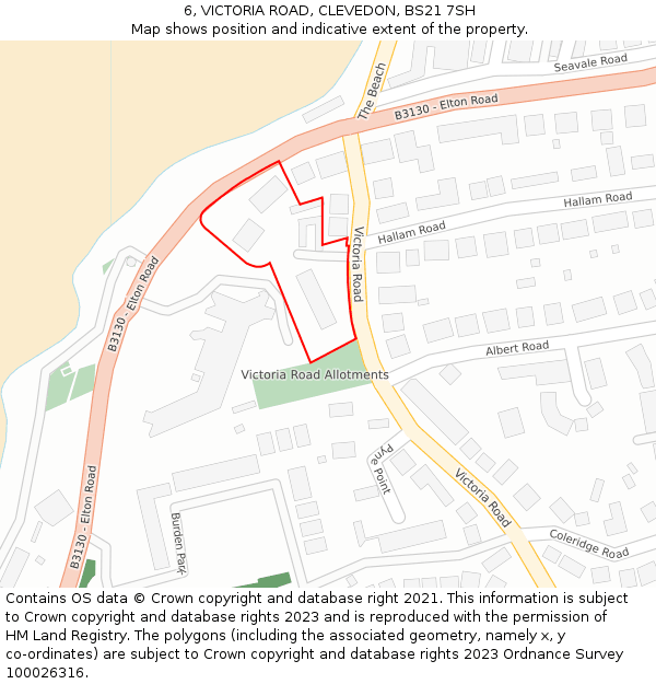 6, VICTORIA ROAD, CLEVEDON, BS21 7SH: Location map and indicative extent of plot