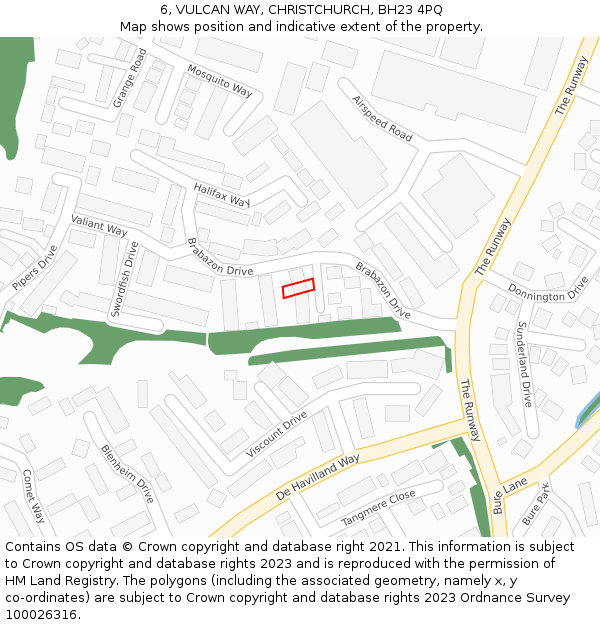 6, VULCAN WAY, CHRISTCHURCH, BH23 4PQ: Location map and indicative extent of plot