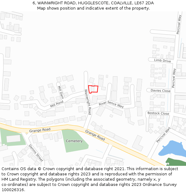 6, WAINWRIGHT ROAD, HUGGLESCOTE, COALVILLE, LE67 2DA: Location map and indicative extent of plot