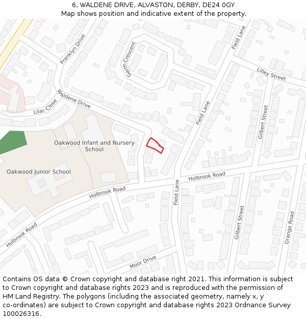 6, WALDENE DRIVE, ALVASTON, DERBY, DE24 0GY: Location map and indicative extent of plot