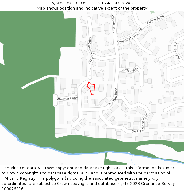 6, WALLACE CLOSE, DEREHAM, NR19 2XR: Location map and indicative extent of plot