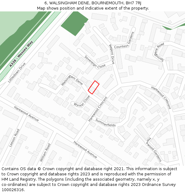 6, WALSINGHAM DENE, BOURNEMOUTH, BH7 7RJ: Location map and indicative extent of plot