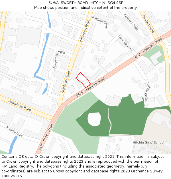 6, WALSWORTH ROAD, HITCHIN, SG4 9SP: Location map and indicative extent of plot