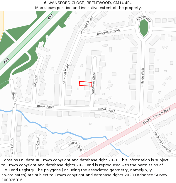 6, WANSFORD CLOSE, BRENTWOOD, CM14 4PU: Location map and indicative extent of plot