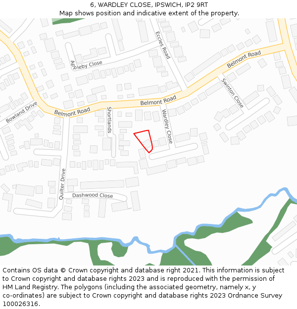 6, WARDLEY CLOSE, IPSWICH, IP2 9RT: Location map and indicative extent of plot