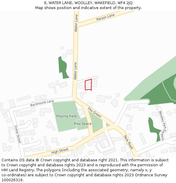 6, WATER LANE, WOOLLEY, WAKEFIELD, WF4 2JQ: Location map and indicative extent of plot