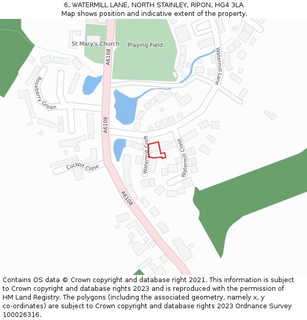 6, WATERMILL LANE, NORTH STAINLEY, RIPON, HG4 3LA: Location map and indicative extent of plot
