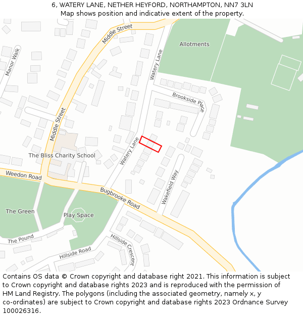 6, WATERY LANE, NETHER HEYFORD, NORTHAMPTON, NN7 3LN: Location map and indicative extent of plot
