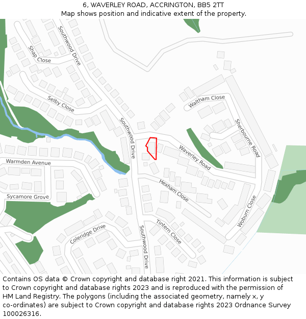 6, WAVERLEY ROAD, ACCRINGTON, BB5 2TT: Location map and indicative extent of plot